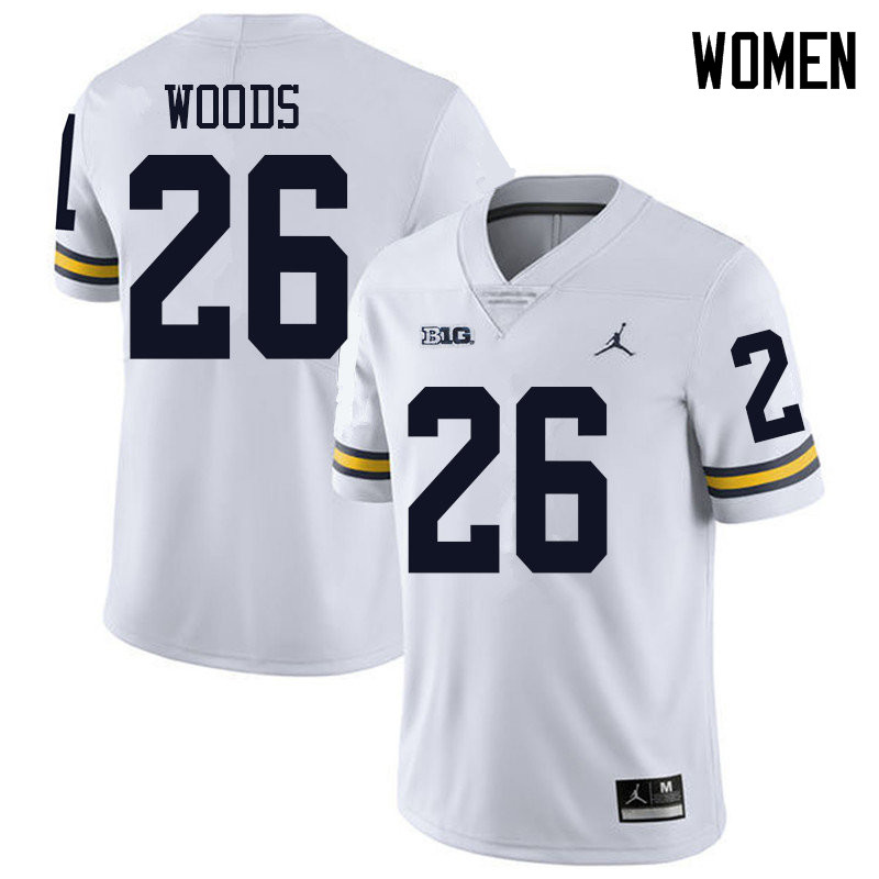 Jordan Brand Women #26 J'Marick Woods Michigan Wolverines College Football Jerseys Sale-White
